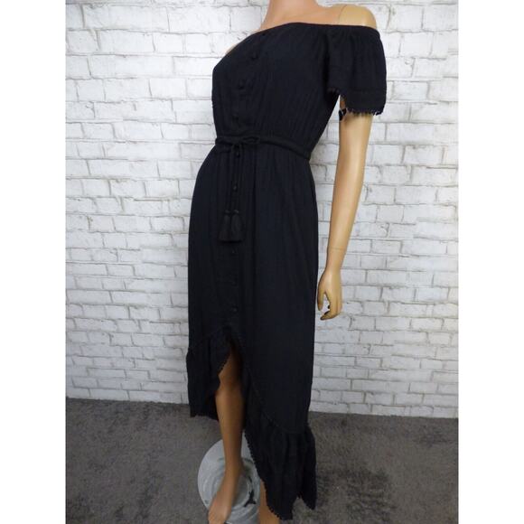 INC International Concepts Black Off Shoulder Tiered Peasant Dress XS NEW - Picture 12 of 16